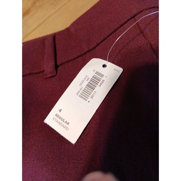 Old Navy Women's 4 Claret Red Straight Leg Mid-Rise Career Pants Stretch NWT - Picture 4 of 6